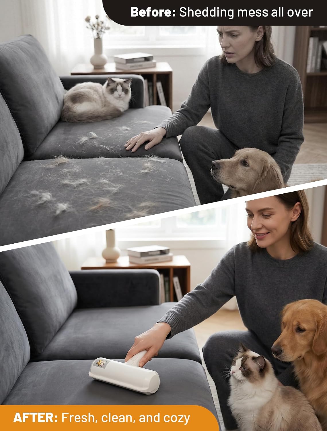 Self-Cleaning Pet Hair Remover Roller Cleaning Brush