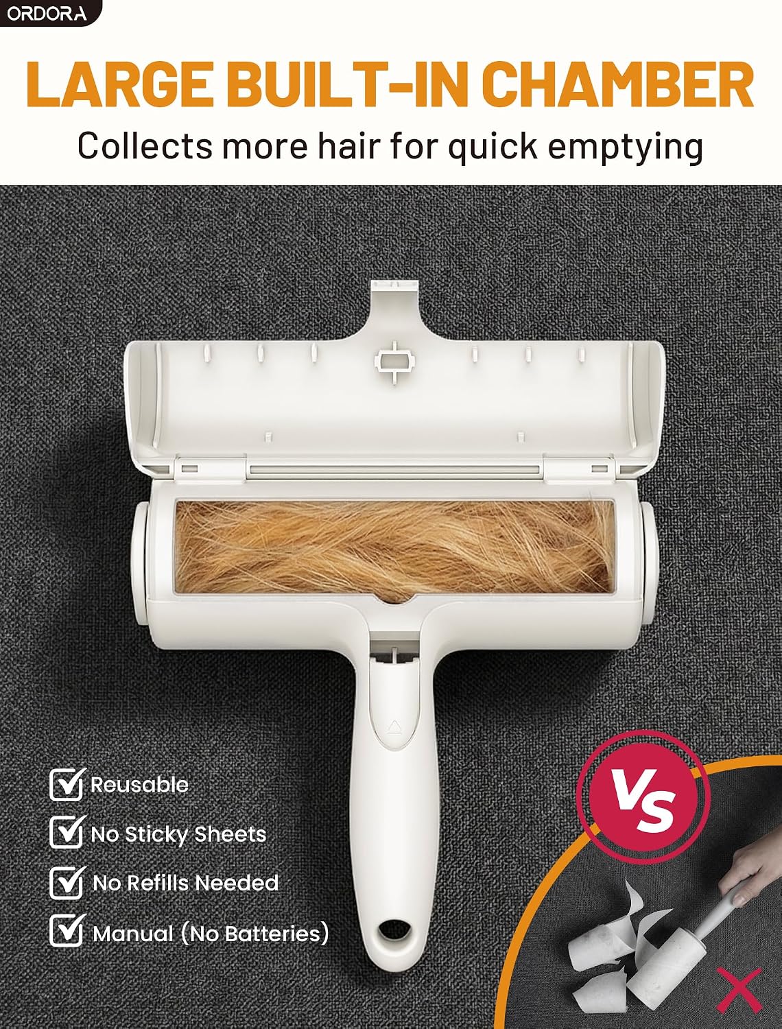 Self-Cleaning Pet Hair Remover Roller Cleaning Brush